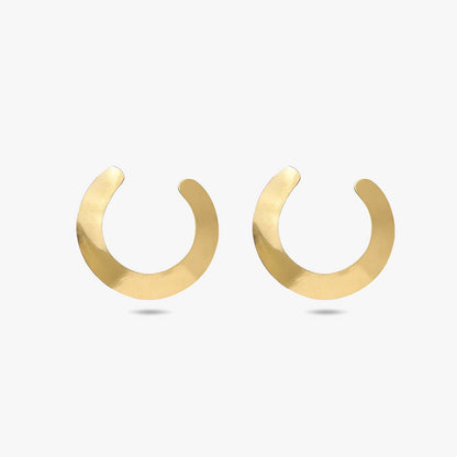 Pure Silver Earrings - Stylish Gold Finish C-Hoops