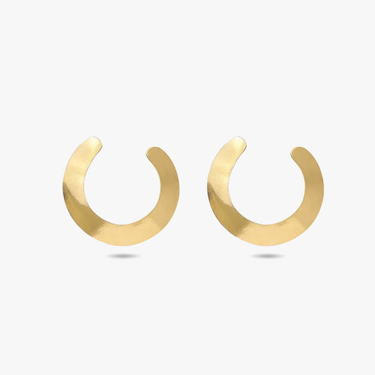 Pure Silver Earrings - Stylish Gold Finish C-Hoops