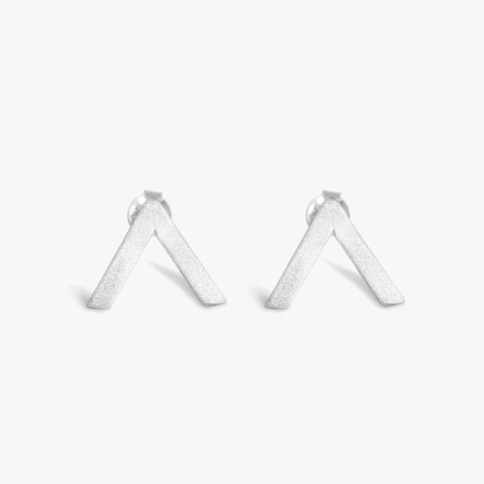 V Shaped Silver Stud Earrings - Tweov Jewels