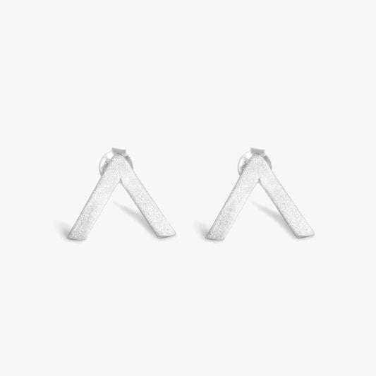 V Shaped Silver Stud Earrings
