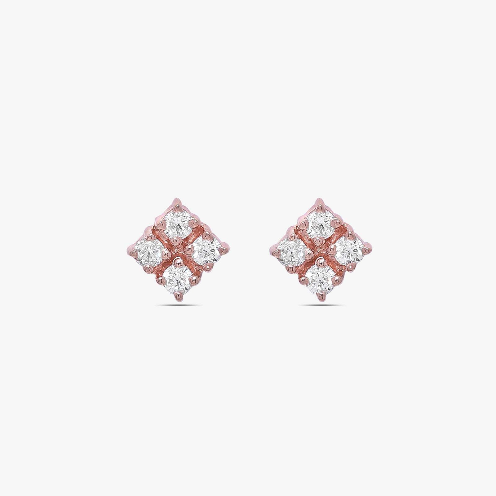 Rose Gold Square Designer Silver Stud Earrings