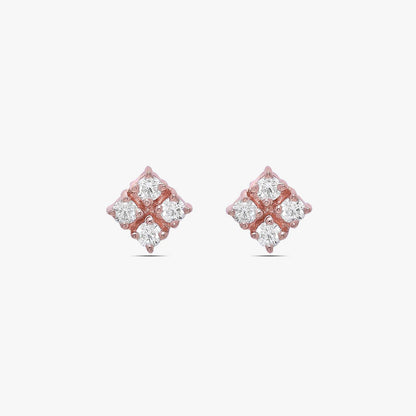Rose Gold Square Designer Silver Stud Earrings