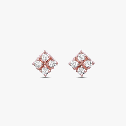 Rose Gold Square Designer Silver Stud Earrings
