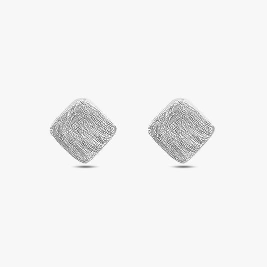 Square Shaped Silver Stud Earrings