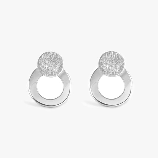 Round Scratch Silver Stud Earrings