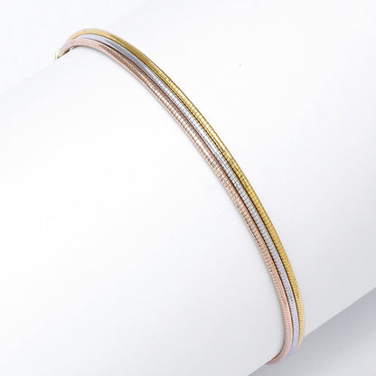 Triple Layer Sterling Silver Snake Bracelet