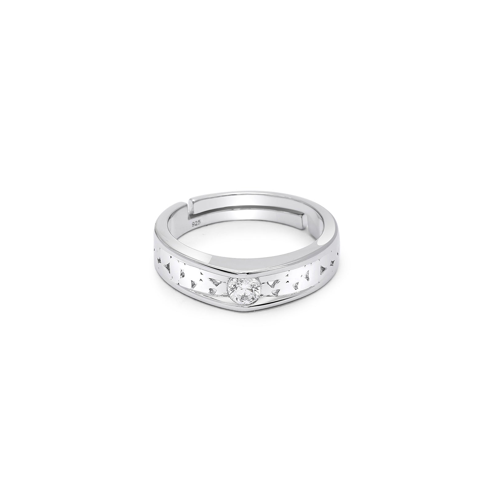 Pure 925 Sterling Silver Trendy Cz Couple Rings