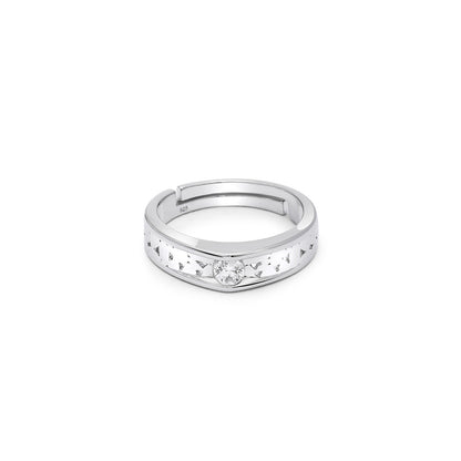 Pure 925 Sterling Silver Trendy Cz Couple Rings