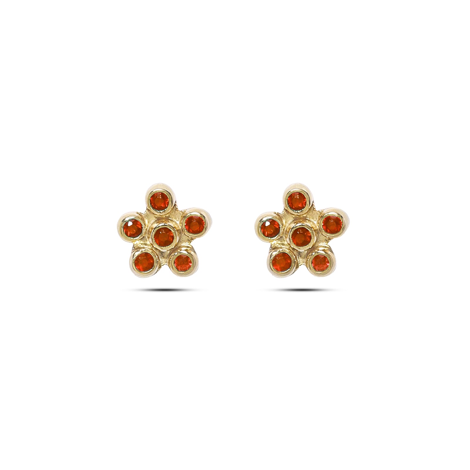Gold Plated Red CZ Studded Silver Stud - Tweov Jewels