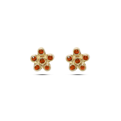 Gold Plated Red CZ Studded Silver Stud - Tweov Jewels