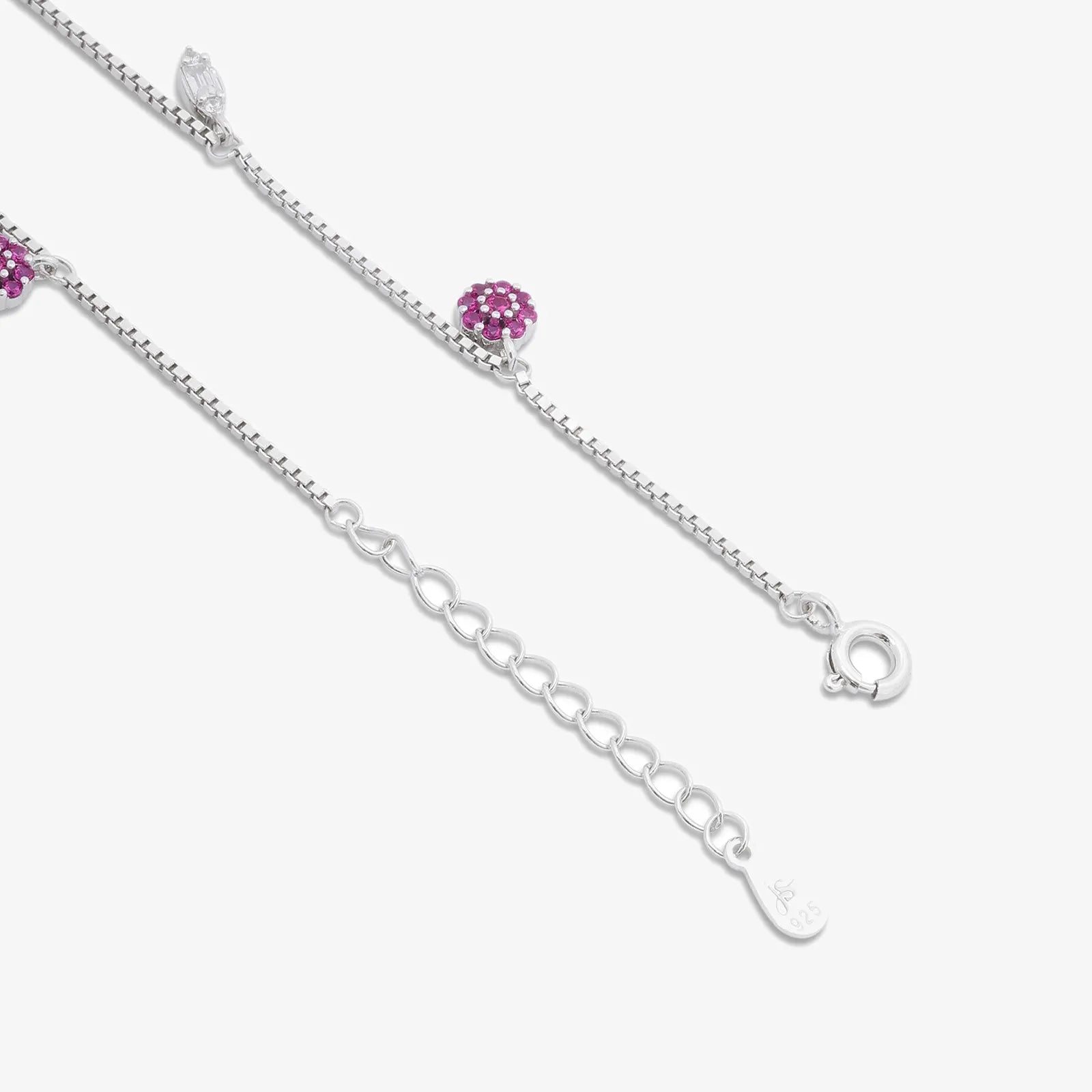 Silver Pink Floral Leaf Bracelet - Tweov Jewels