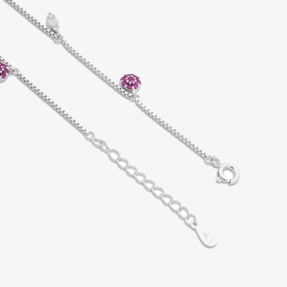 Silver Pink Floral Leaf Bracelet - Tweov Jewels