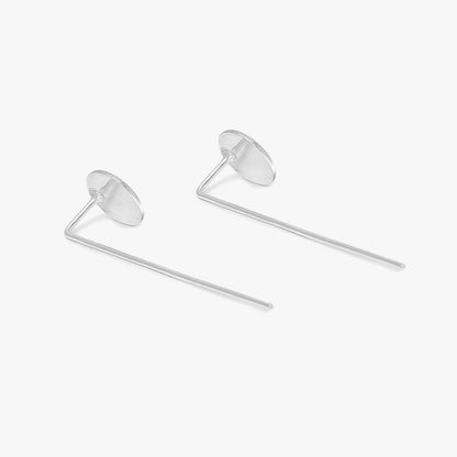 Long Solid Bar Silver Earrings