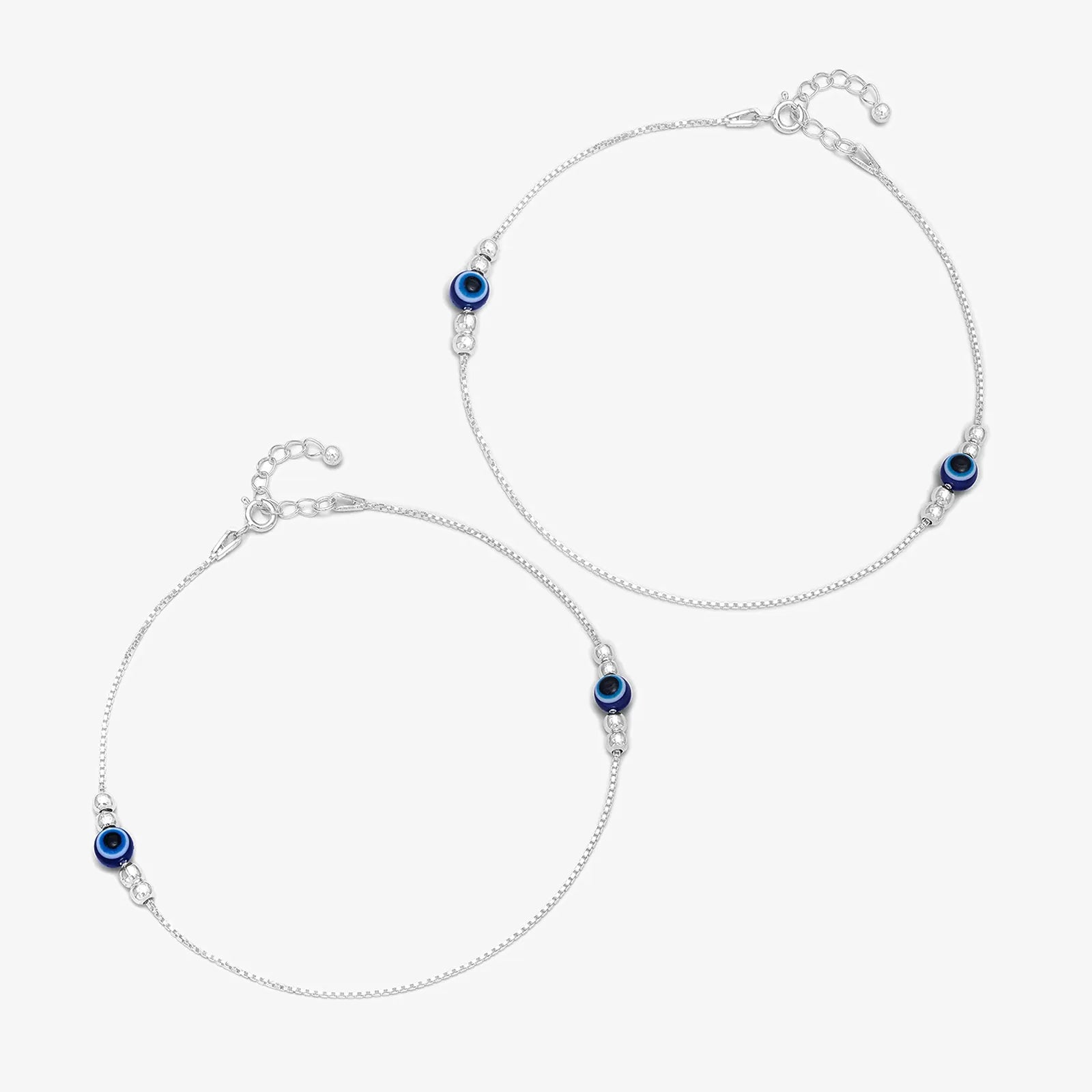 Women's Silver Evil Eye Chain Anklet - Tweov Jewels