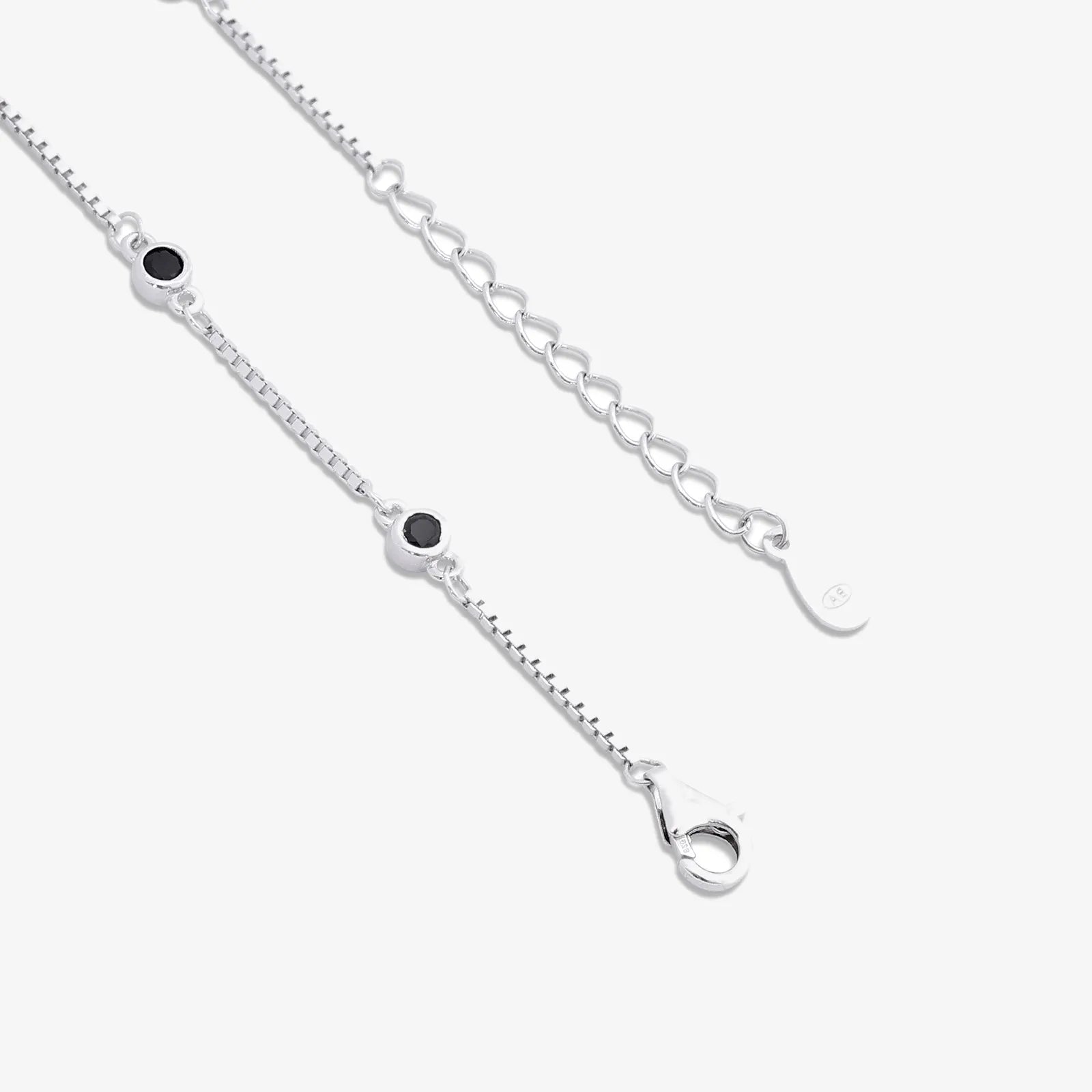 Silver Black Stone Box Chain Bracelet