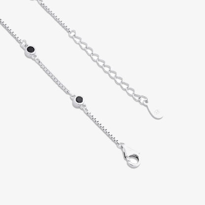 Silver Black Stone Box Chain Bracelet