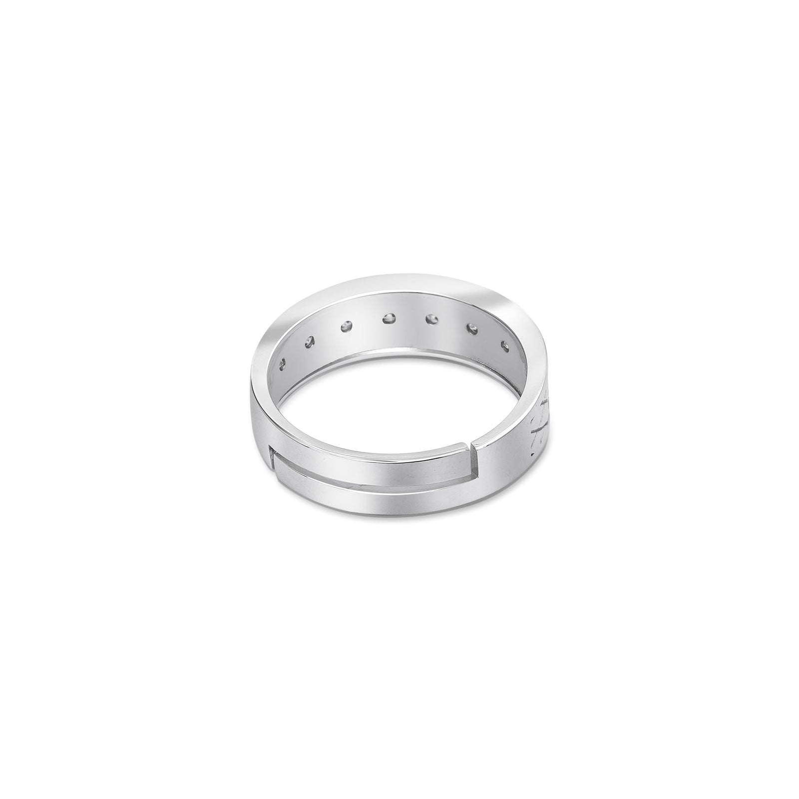 Pure 925 Silver Ring - Eternal CZ Couple Band - Tweov Jewels