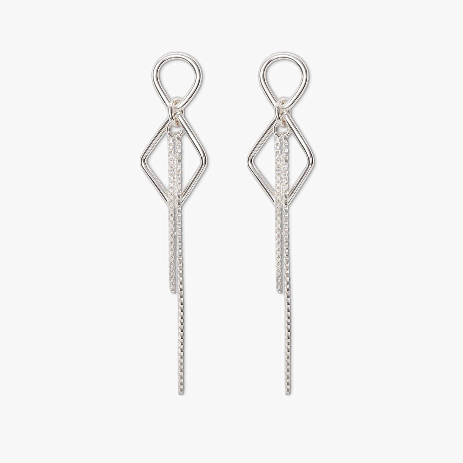Sleek Threader Chain Design Silver Earrings