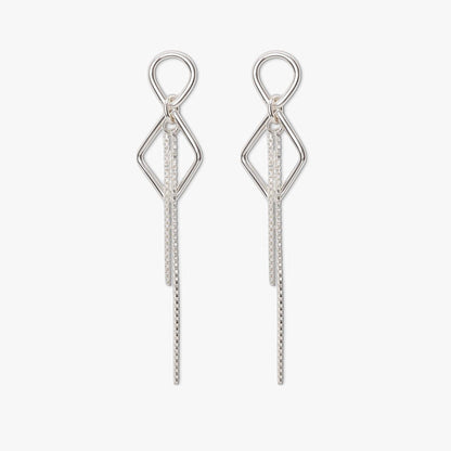 Sleek Threader Chain Design Silver Earrings