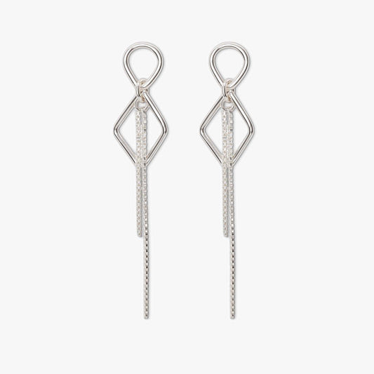 Sleek Threader Chain Design Silver Earrings