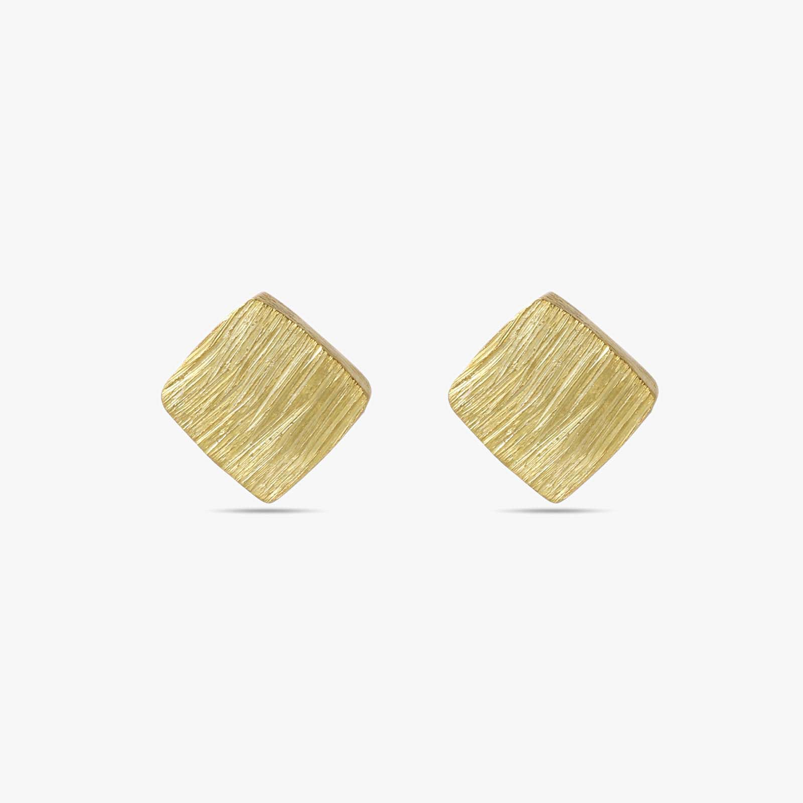 Pure Silver Stud Earrings - Gold Plated With Modern Cubes