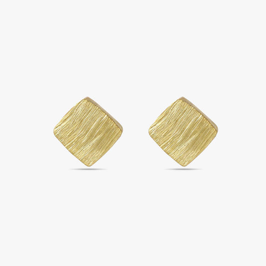 Pure Silver Stud Earrings - Gold Plated With Modern Cubes
