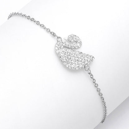 925 Sterling Silver Swarovski Swan Chain Bracelet