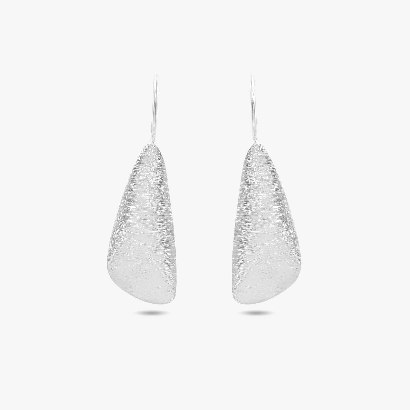 Feather Design Silver Drop Earrings