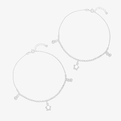 Star Beaded Silver Chain Anklet - Tweov Jewels