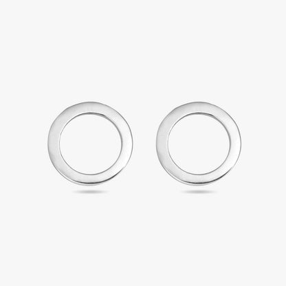 Pure Silver Stud Earrings - Polished Hoop Design