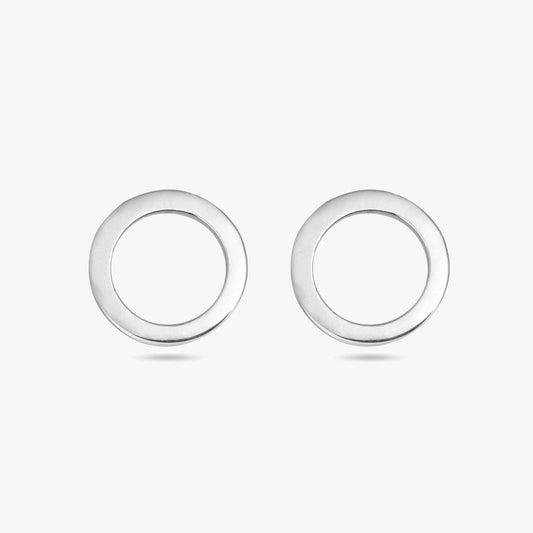 Pure Silver Stud Earrings - Polished Hoop Design