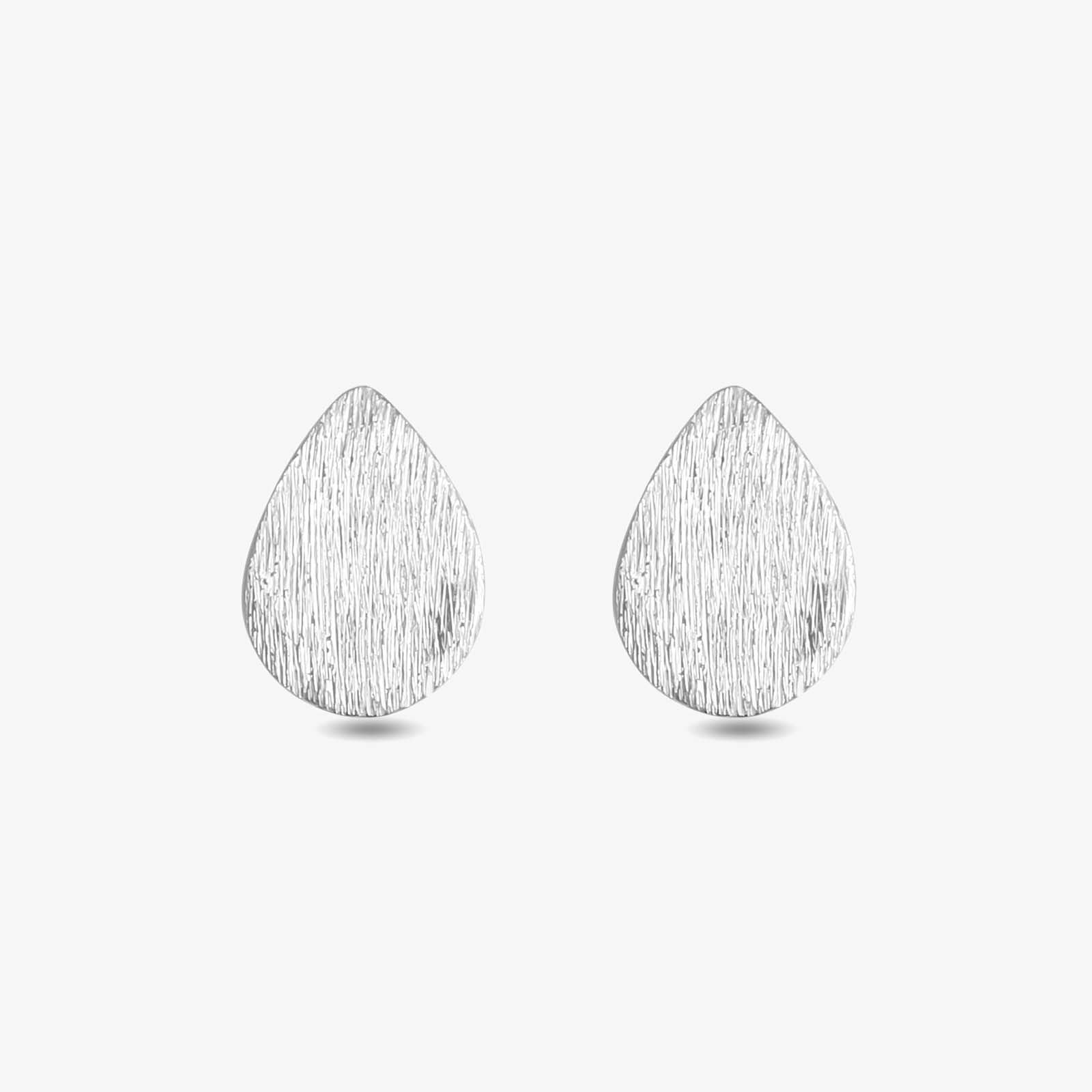 Pure Silver Stud Earrings - Dew-kissed Scratch Finish Model