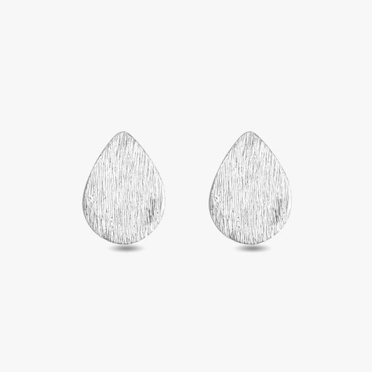 Pure Silver Stud Earrings - Dew-kissed Scratch Finish Model