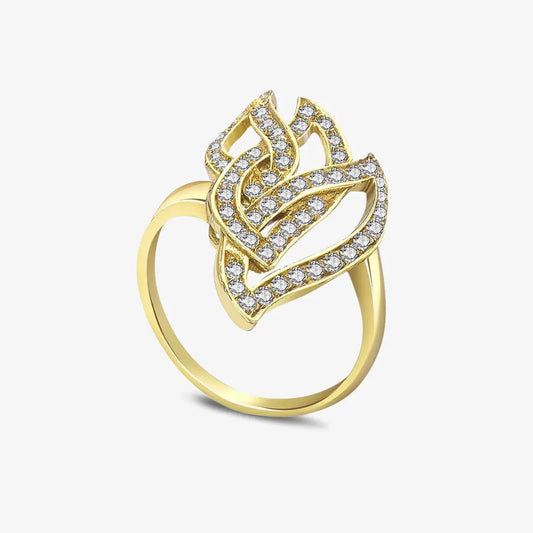 Gold Plated CZ Dream Leaf Ring