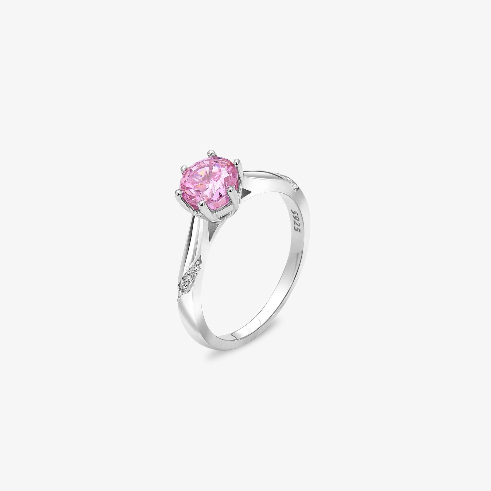 Pink Sapphire Ring for Women- 925 Sterling Silver Rhodium Plated
