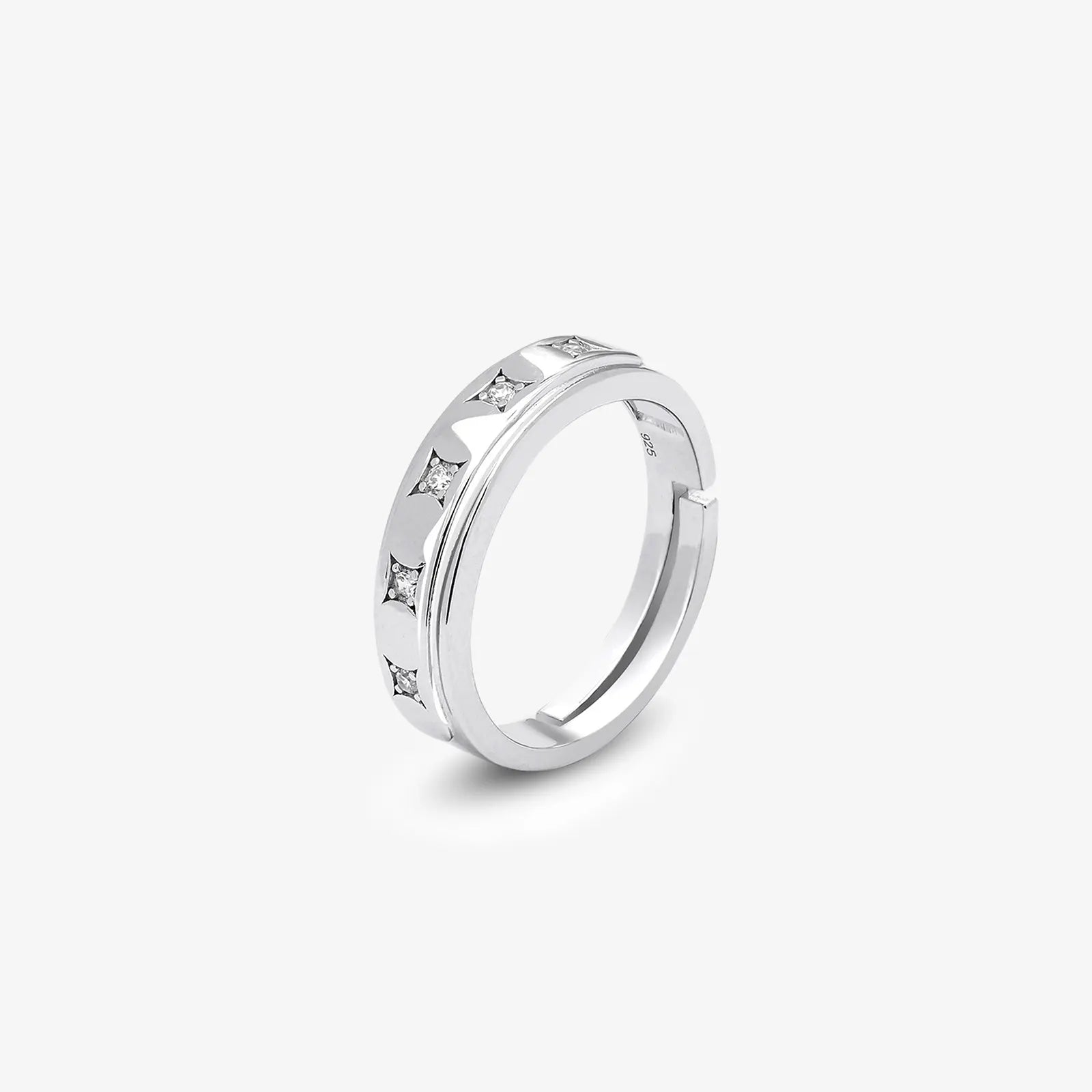CZ Studded Starlight Silver Ring for Women
