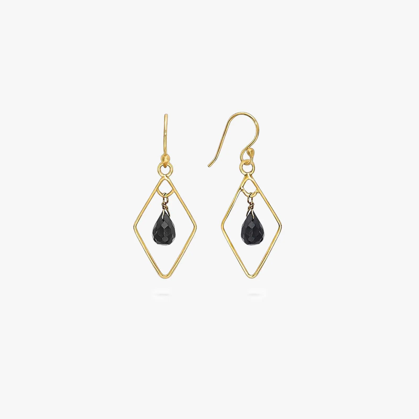 Contemporary Gold Oynx Model Earrings