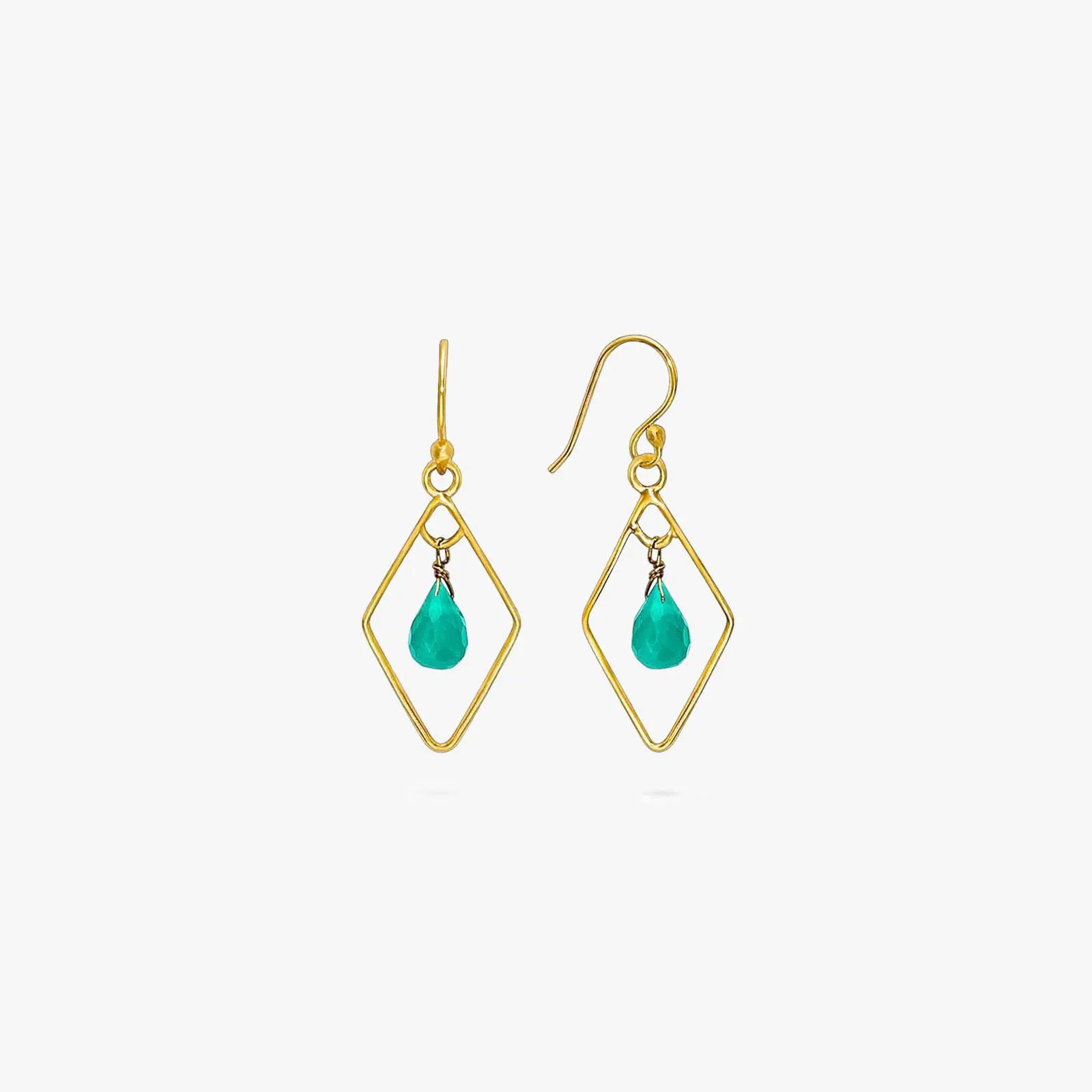 Pure Silver Earrings - Bold Gold Green Garnet