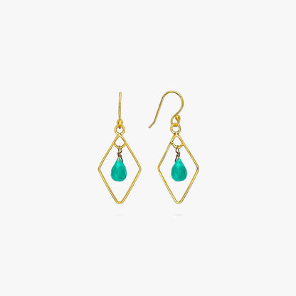 Pure Silver Earrings - Bold Gold Green Garnet