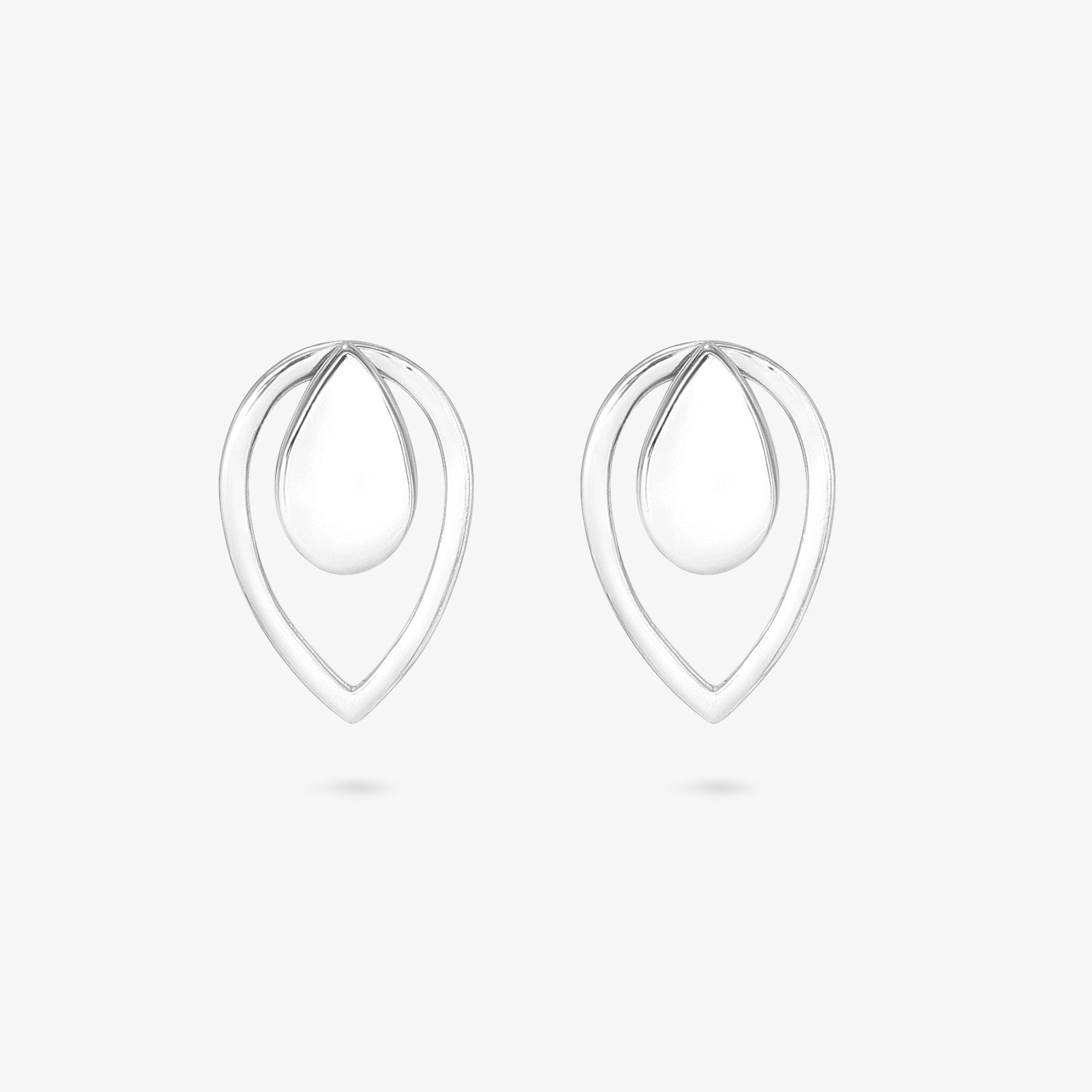 Pure Silver Earrings - 2 in 1 Dew Drop Model With Silver Finish