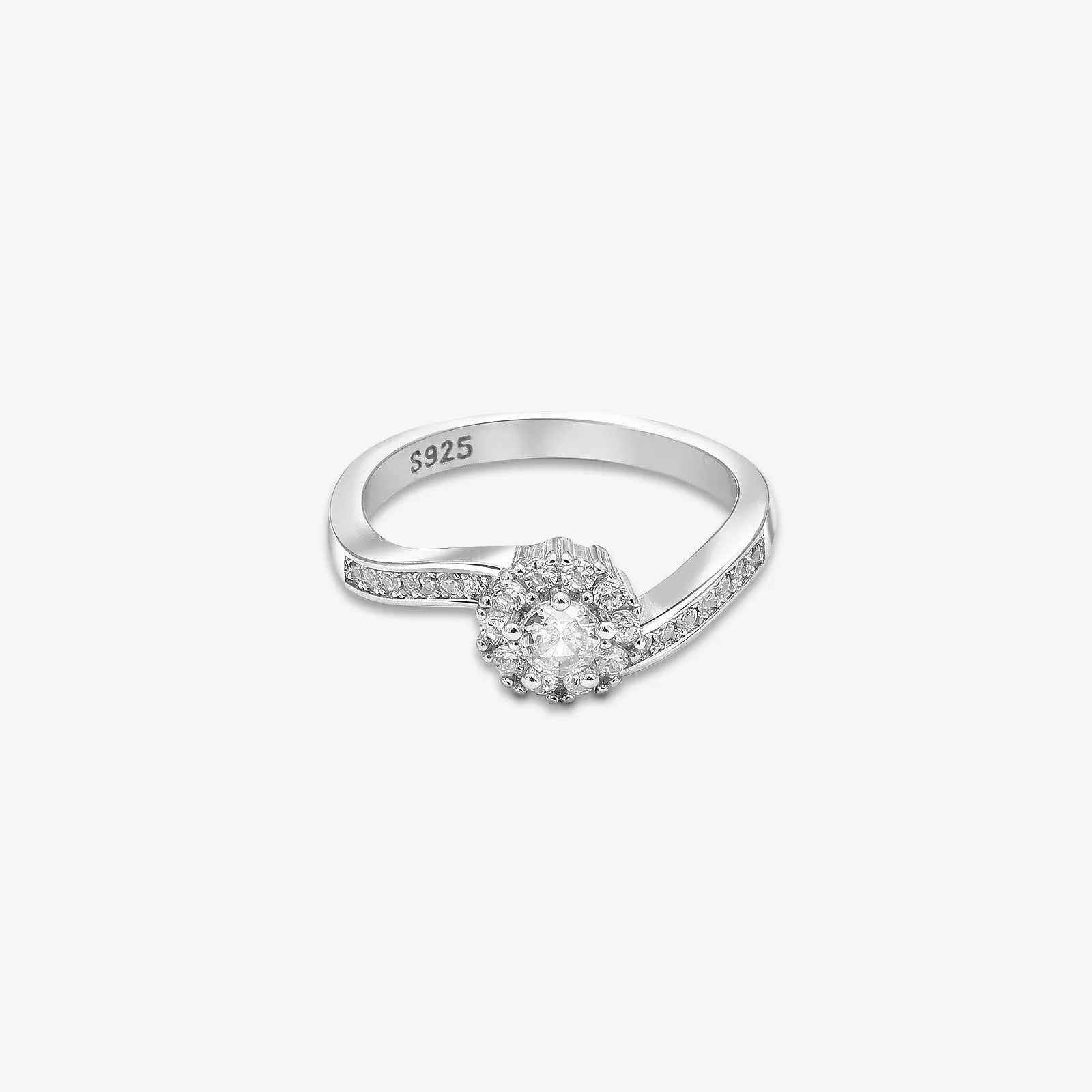 Cubic Zirconia Floral Women Silver Ring - Tweov Jewels
