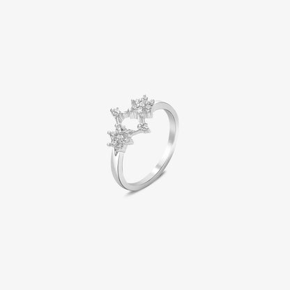 Pure Silver Ring - Starry Sleek Ring With CZ Stones
