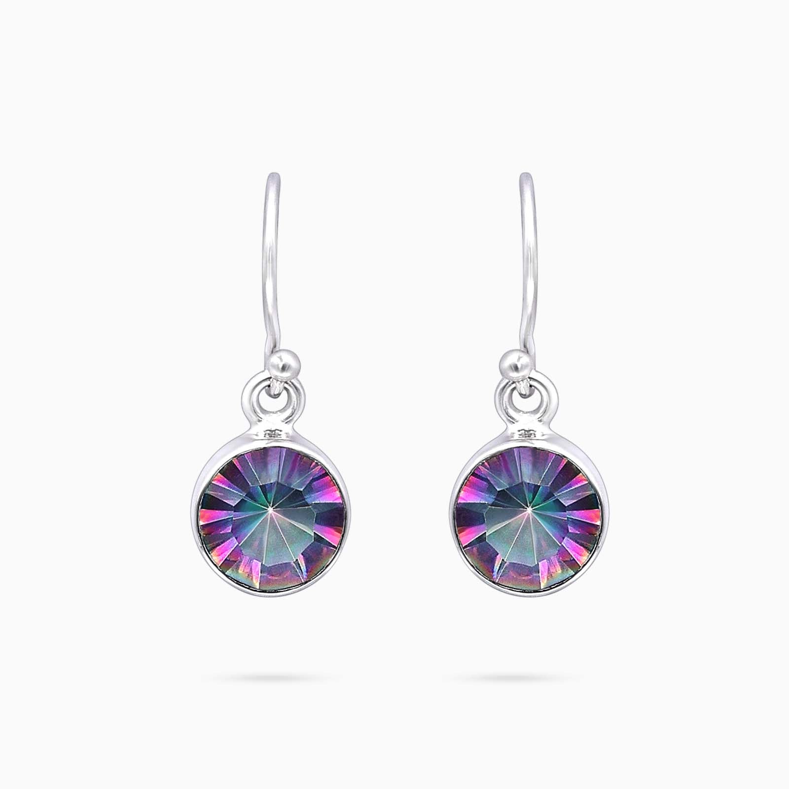 Pure Silver Pendant Set with Swarovski Crystal - Circle-Shaped Hoop Model - Tweov Jewels