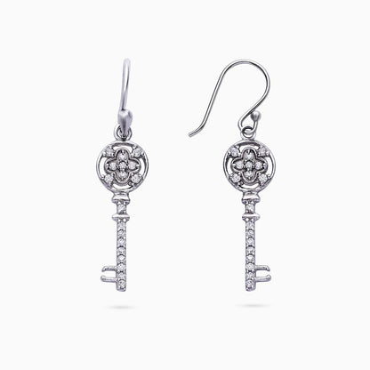 Pure Silver Jewellery Sets - Cubic Zirconia Key Earrings With Pendant Set - Tweov Jewels