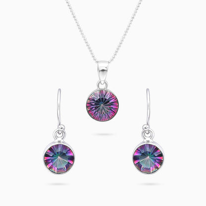 Pure Silver Pendant Set with Swarovski Crystal - Circle-Shaped Hoop Model - Tweov Jewels