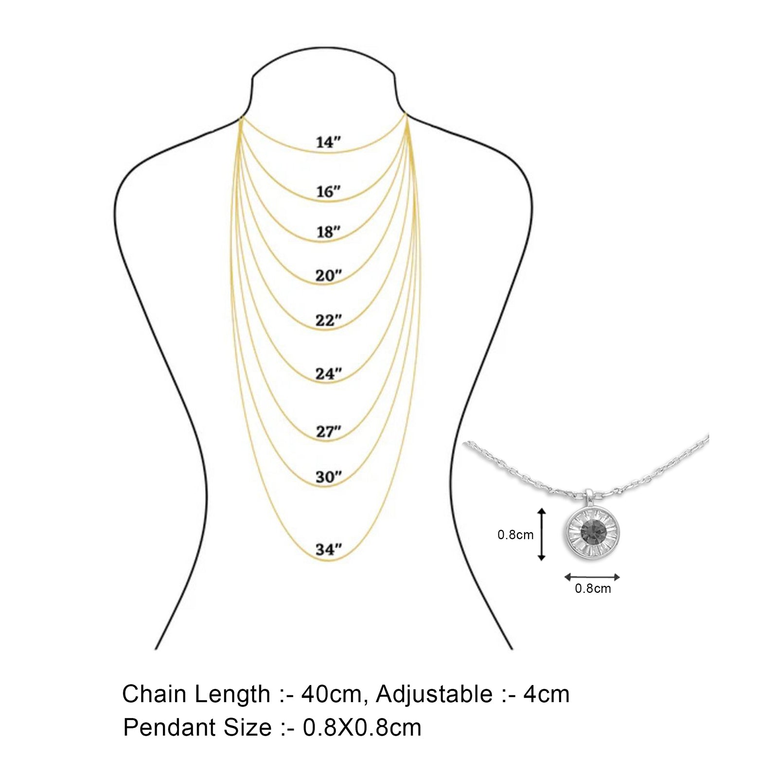 Black CZ Studded Silver Chain with Pendant - Tweov Jewels