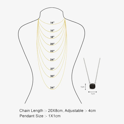Simple Black Square Silver Necklace