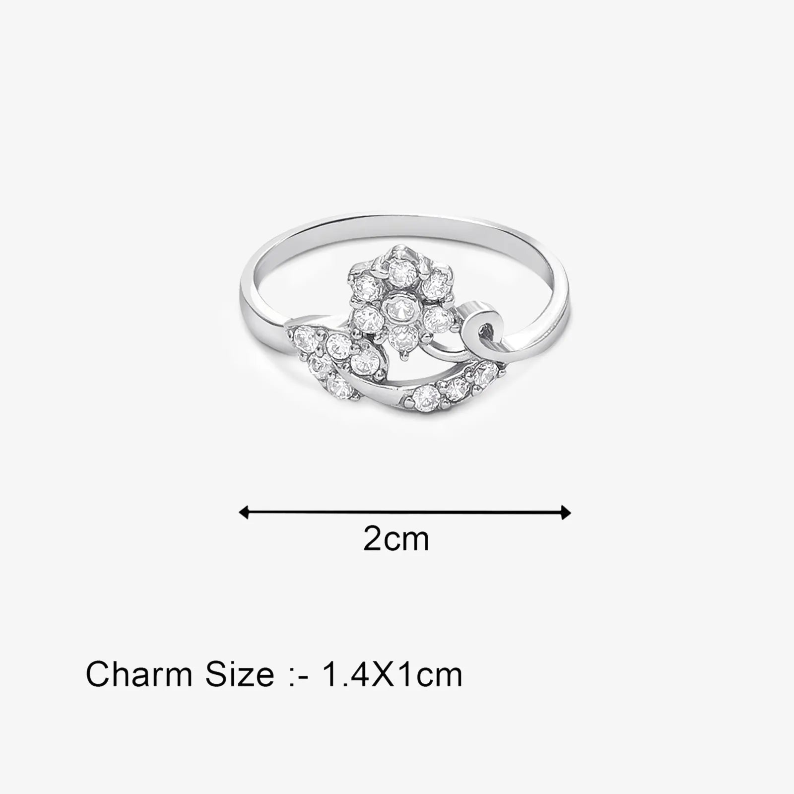 Silver CZ Floral Design Leaf Ring