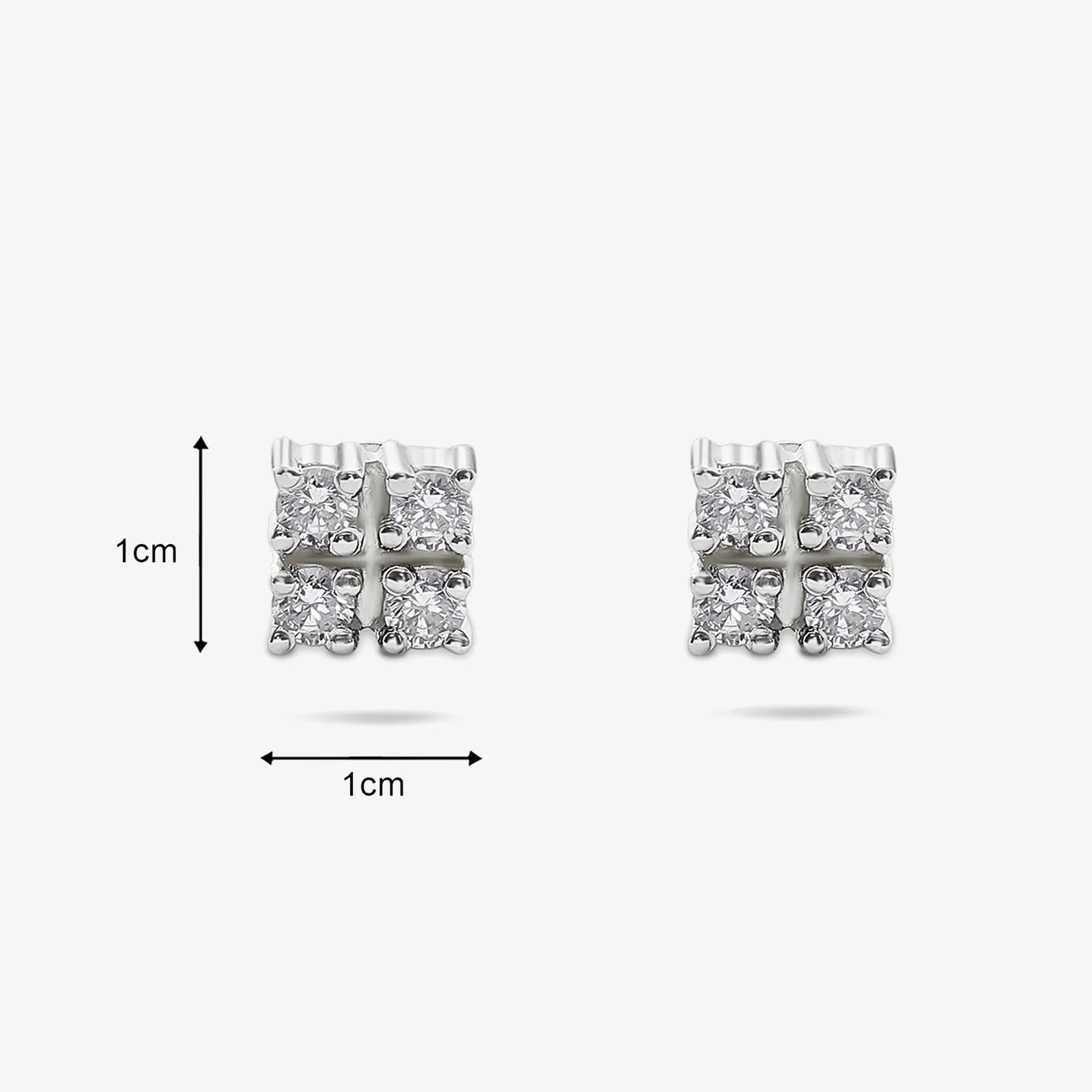 Square CZ Silver Stud
