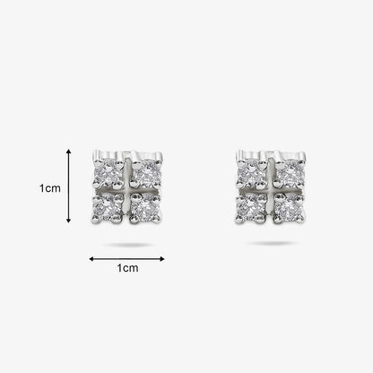 Square CZ Silver Stud